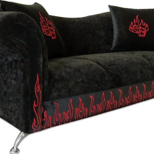 RockStar Sofa, Custom Sofa, Black & Red Sofa, Flames Sofa, Red Sofa, Custom Couch image 2