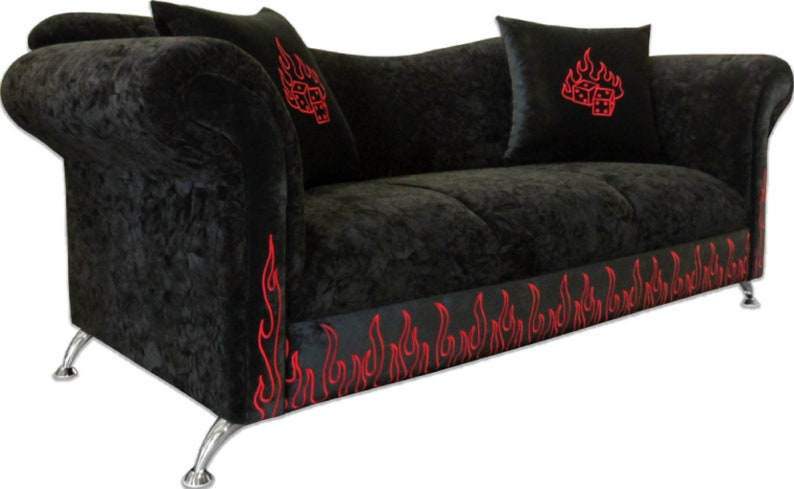 RockStar Sofa, Custom Sofa, Black & Red Sofa, Flames Sofa, Red Sofa, Custom Couch image 2