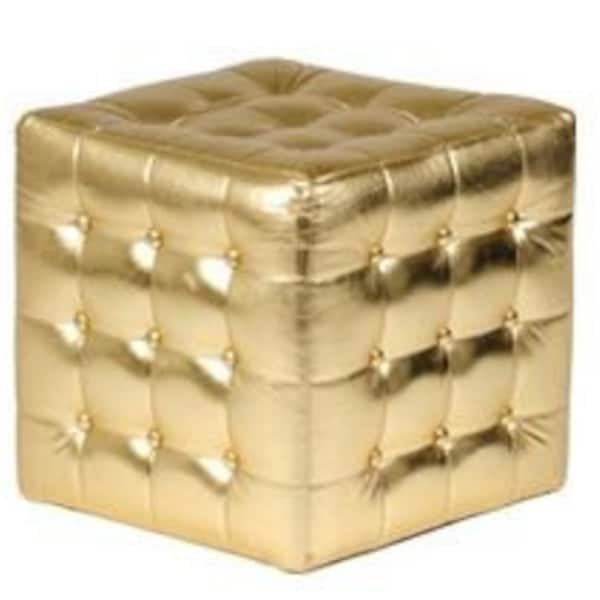 Gold Ottoman, Tufted Square Ottoman