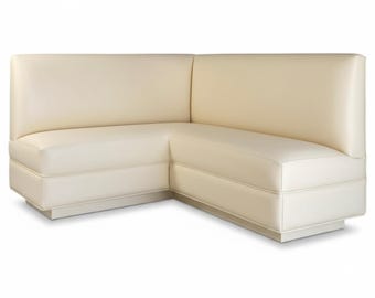 Custom L-Bench Banquette with Smooth Solid Back, Modern Corner Dining Booth Seating, Upholstered Kitchen Breakfast Nook
