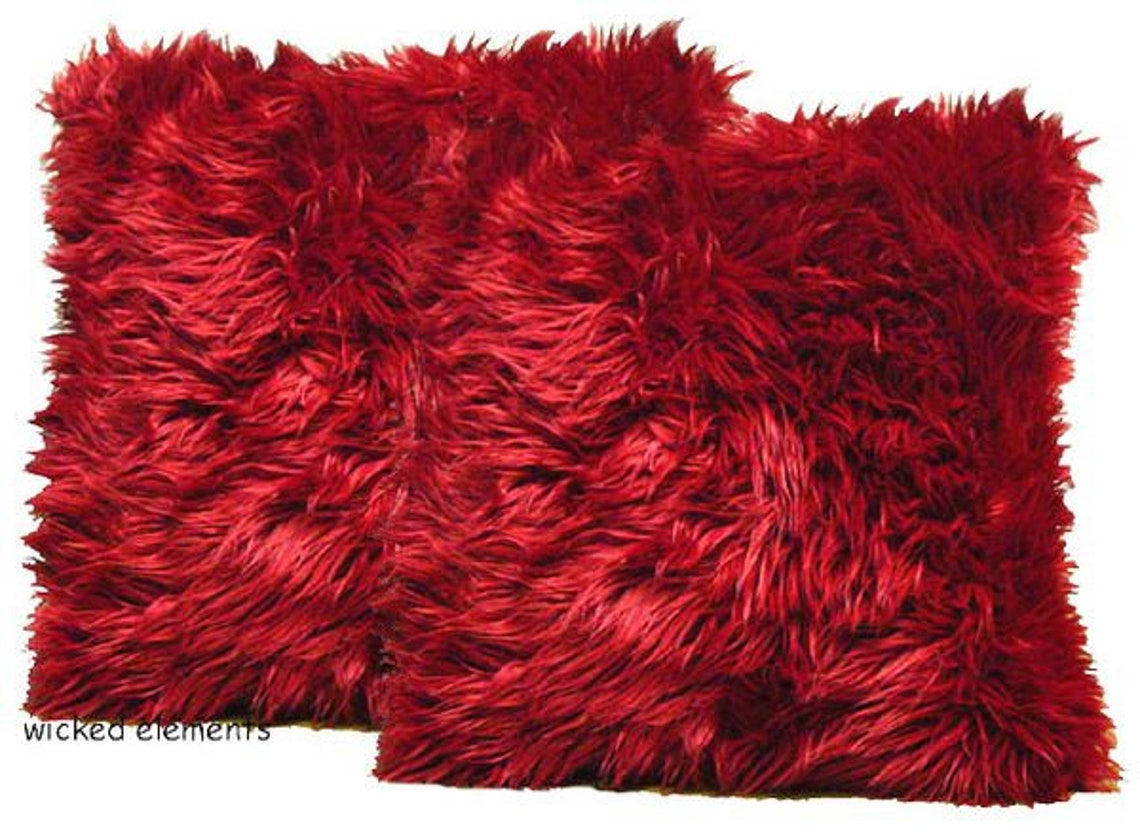 Red Faux Fur Pillows Decorative Faux Fur Pillows Red Etsy
