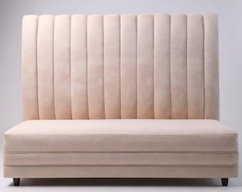 Custom Height Banquette Bench | Tall Tufted Dining Bench | High Back Restaurant & Lobby Seating