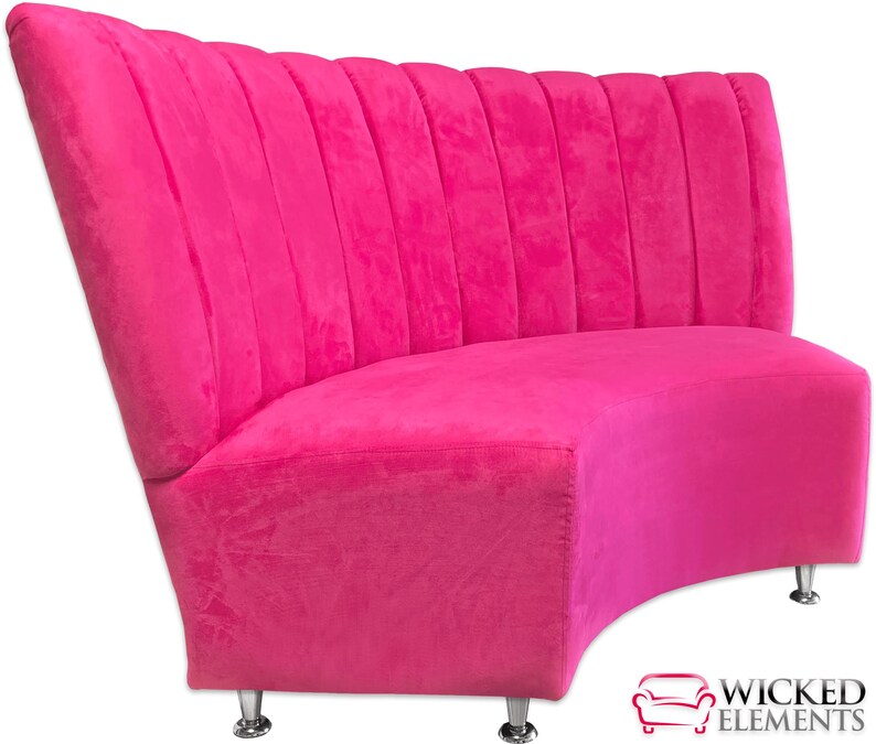 Curved Dining Bench With Back, Upholstered Curved Bench Bild 4