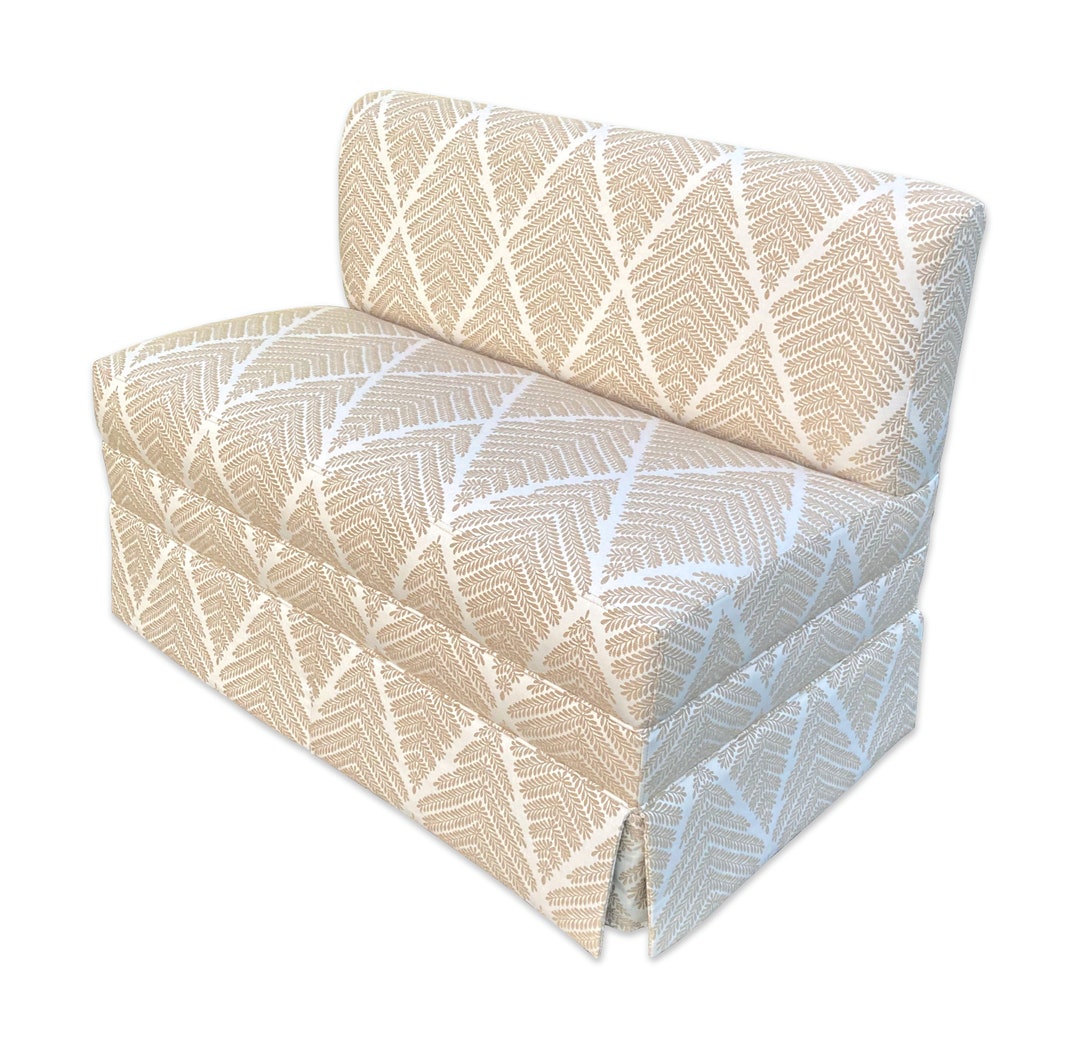 Skirted Armless Banquette, Settee Bench With Skirted Base, Custom Built