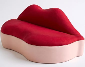 Full Size Lips Couch | Two-Toned Iconic Lips Sofa | Custom Velvet Statement Furniture