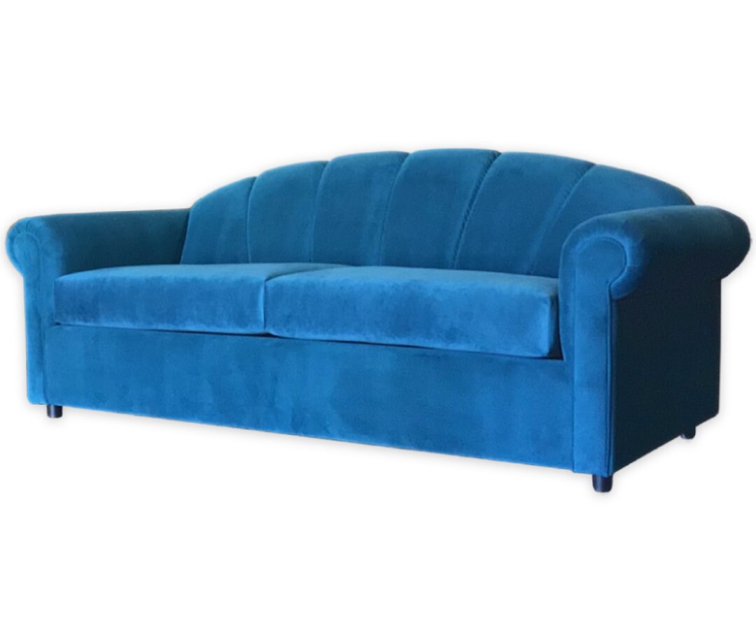 Teal Velvet Sofa Velvet Scallop Shell Back Sofa - Etsy