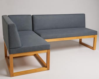Custom L-Shaped Corner Banquette Set | Upholstered Dining Bench with Backrest | Kitchen Nook Seating