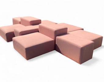 Modular Bench in Sunbrella Performance Fabric | Modern Sectional Piece | Stain Resistant Indoor Outdoor Seating | "Mesa" Terracotta