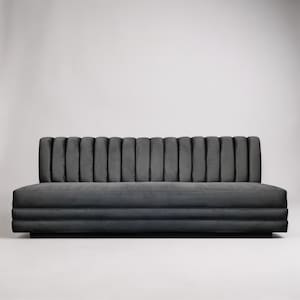 Vertical Channel Tufted Booth, Upholstered Banquette With Back, Banquette Bench Seating, Channeled Dining Bench