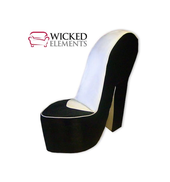 Black White Shoe Chair Suede Shoe Chair High Heel Chair Etsy
