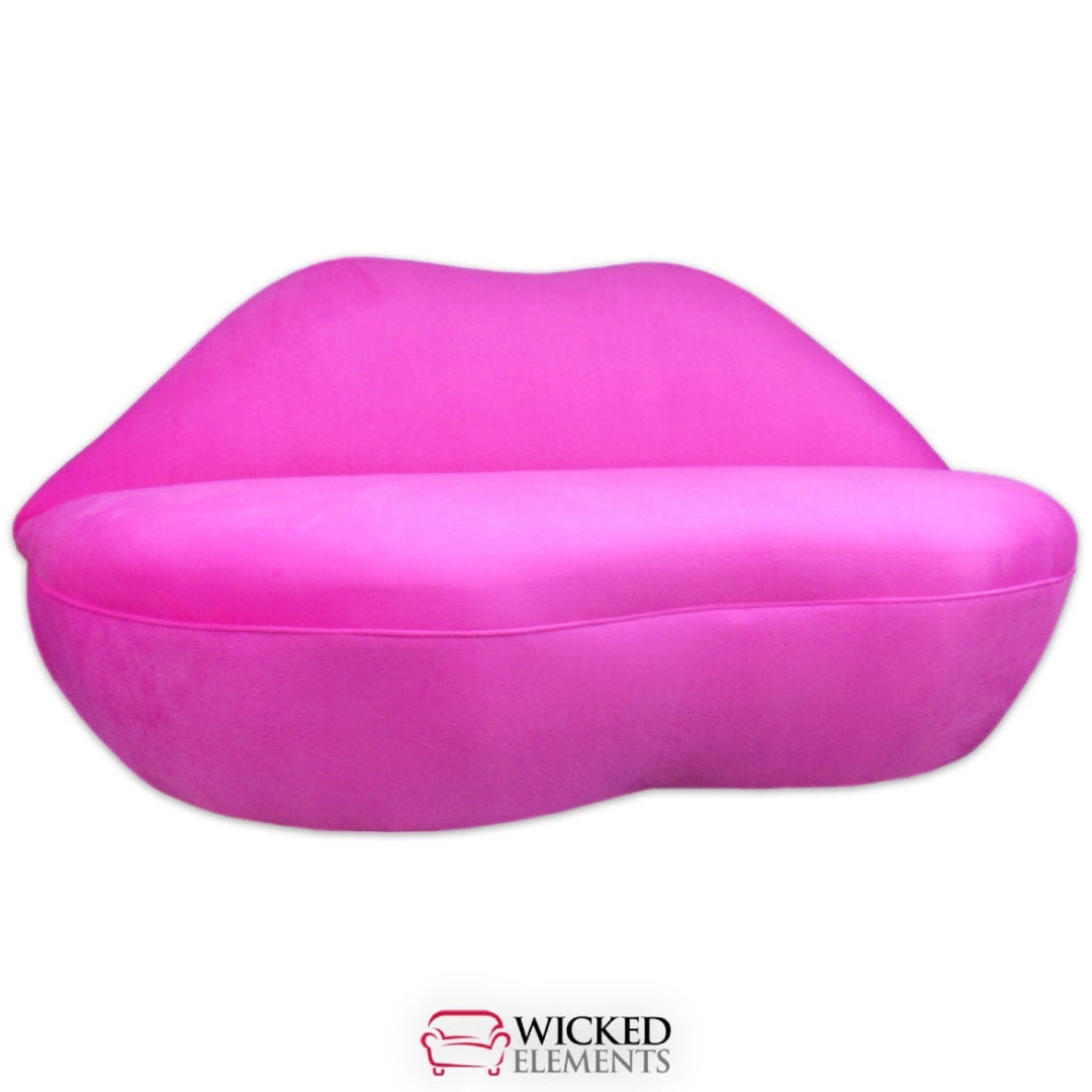 Fuchsia Lip Sofa, Magenta Lip Shaped Sofa, Lips Hot Pink Velvet Settee