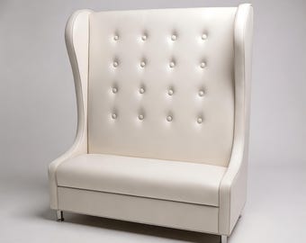 Enchanted Throne High Back Banquette | Tufted Wingback Dining Bench | Custom Event Wedding Chair | Velvet Lobby Seating | Royal Santa Chair