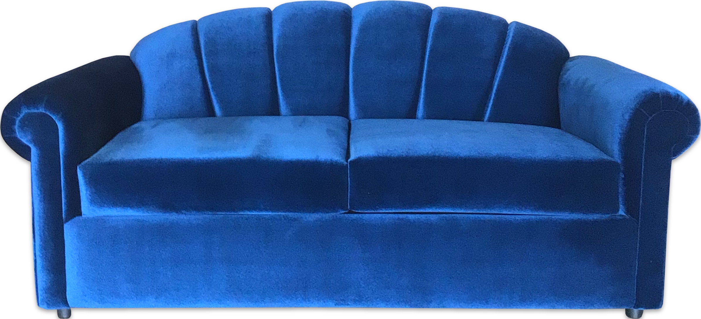 Royal Blue Velvet Shell Back Sofa | Mid-century Modern Art Deco Couch ...
