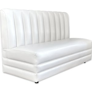 White Vertical Channel Tufted Banquette Bench