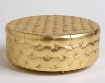 Tufted Round Ottoman, Custom Centerpiece