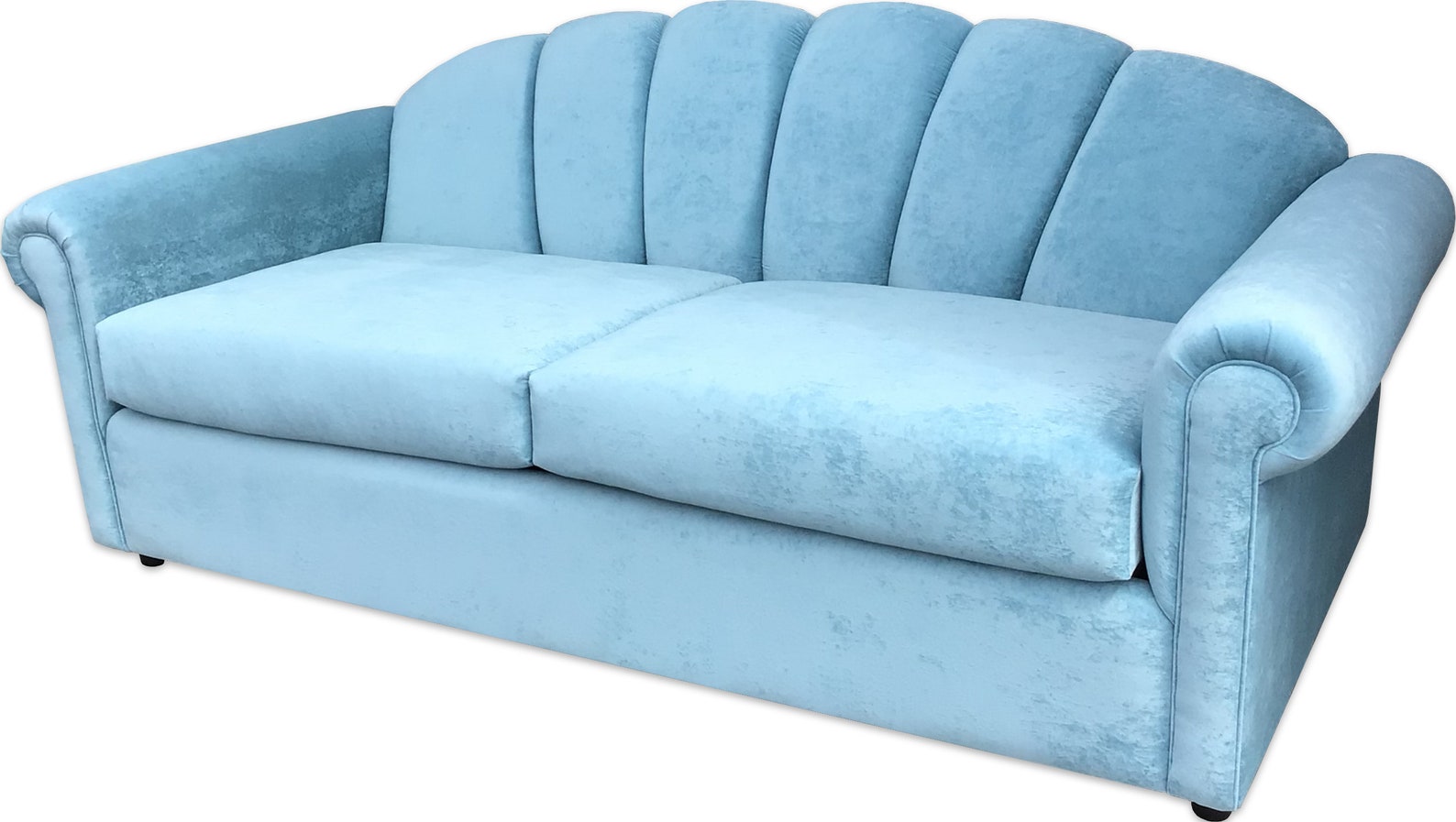 Art Deco Shell Back Sofa | Custom Scalloped Sofa With Throw Pillows - Etsy