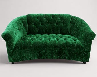 Emerald Green Loveseat, Velvet Tufted Loveseat