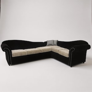 Cleopatra Sectional (Two-Tone), Curved Back Sectional Sofa, 2-Piece Curve Back Sectional