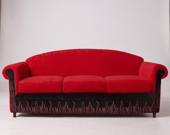 Flames Couch, Loose Cushion Sofa