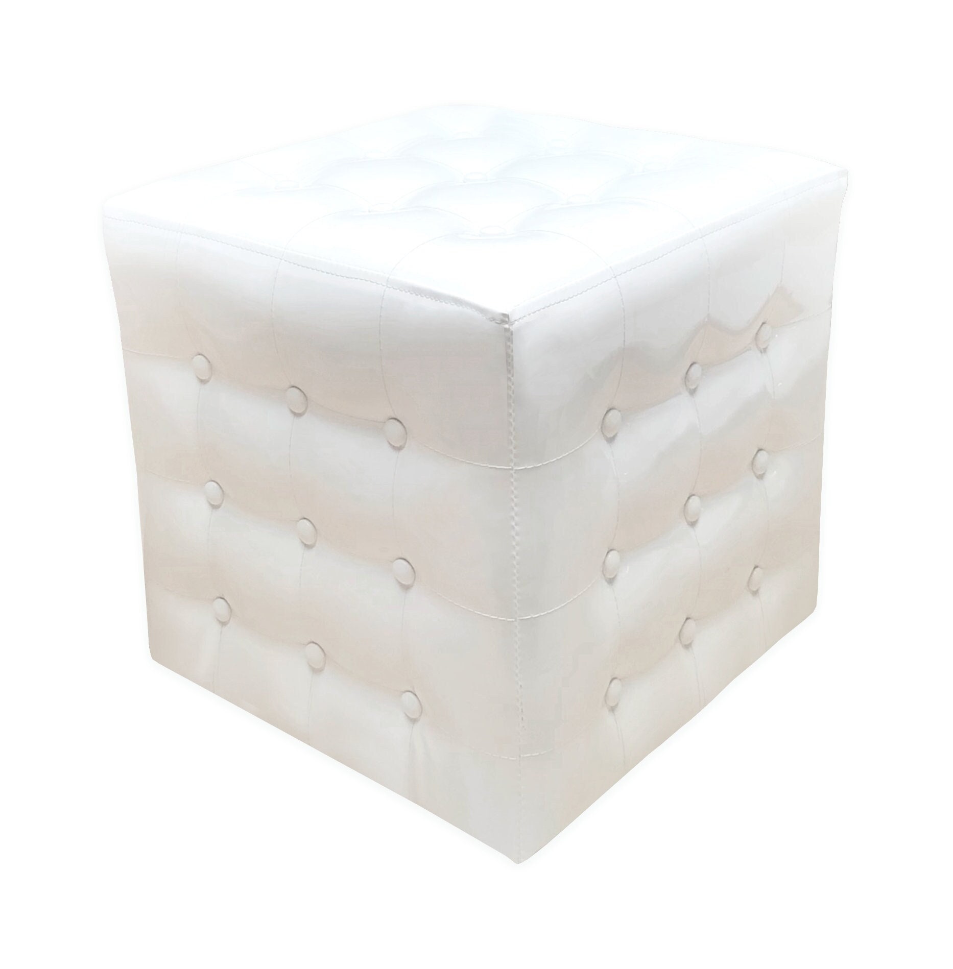 White leather cube sale ottoman