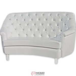 Tufted Loveseat, Leatherette Loveseat, White Leatherette Loveseat