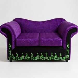 Rockstar Loveseat | Custom Flames Upholstered Sofa | Retro Rock & Roll Style image 2