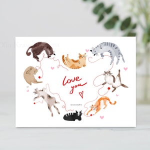 Lustige Katzen-Liebeskarte für Ihn für Sie für Katzenliebhaber Ich liebe dich Brief Jubiläum Postkarte