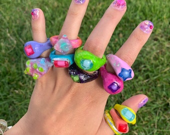 Handmade Colorful Rings | Trendy Chunky Y2K Candy Ring stylish handmade jewelry