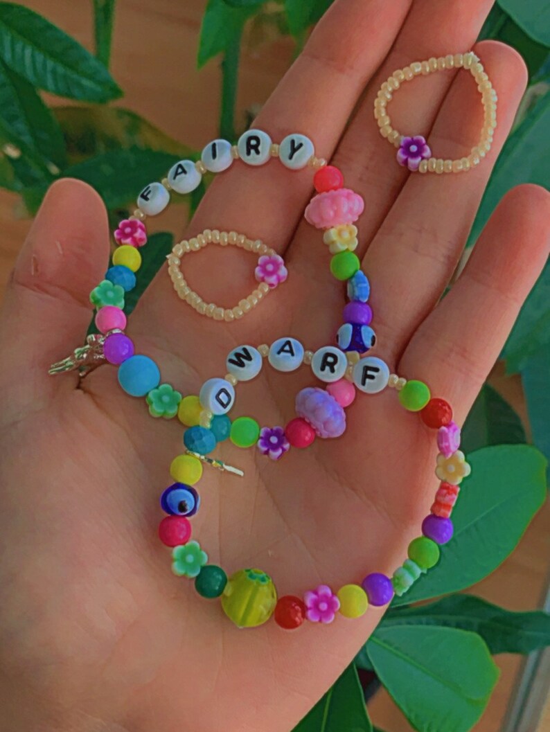 Y2K personalizes aesthetic bracelet ring set 90s name Etsy