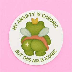 Prinzessin Frosch Butt Aufkleber | Doppel Cheeked Up Wasserdicht Vinyl Aufkleber Lustiger netter Mental Gesundheit Frosch Aufkleber für Laptop Wasserflasche