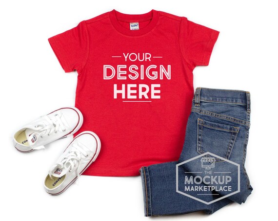 Download Free Kavio Tee Mockup Red Unisex Crew Neck T-Shirt (PSD ...