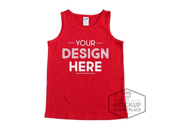Kavio Sheer Jersey Scoop Neck Tank Mockup Red