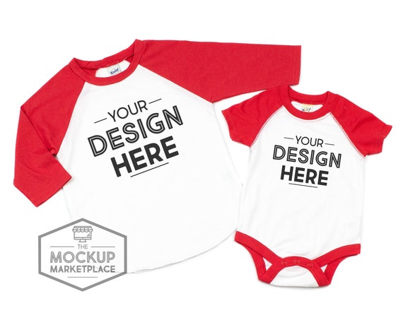 Download Free Toddler And Infant Red Raglan Set Mockup Raglan (PSD ...
