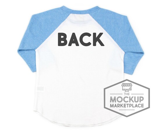 Kavio Raglan Mockup Azure Blue Back Of Shirt