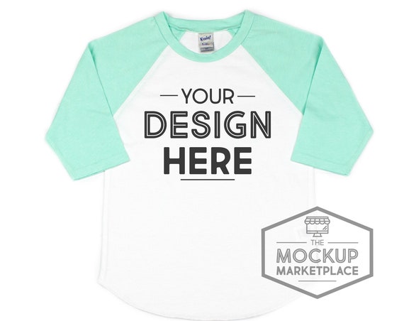 Kavio Raglan Mockup Ice Green Unisex Raglan Flat Kavio Raglan Mockup Ice Green Unisex Raglan Flat