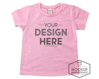 Download Free Kavio Tee Mockup Bubble Gum Pink - Unisex Crew Neck T-shirt Flat Lay - Basic Tee Mockup with White Background PSD Template
