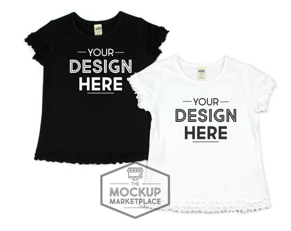 Kavio Lettuce Edge Short Sleeve Top Mockup Black And