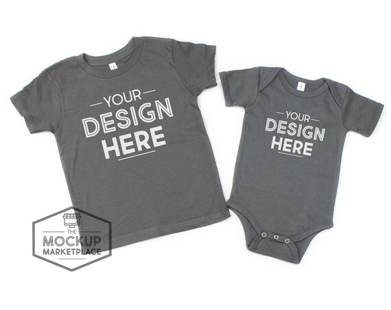 Asphalt Toddler Shirt And Bodysuit Mockup Bella Canvas