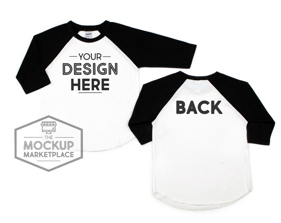 Kavio Raglan Front And Back Mockup Black Ijo0660