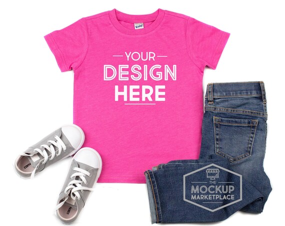 Kavio Tee Mockup Heather Hot Pink Unisex Crew