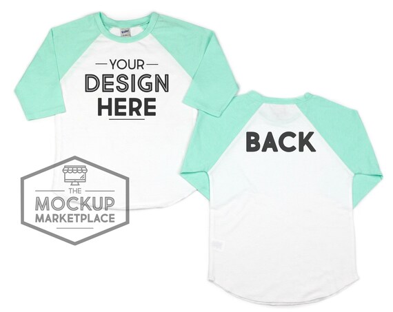Kavio Raglan Set Front Back Mockup Ice Green