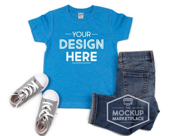 Kavio Tee Mockup Heather Turquoise Blue Unisex Crew