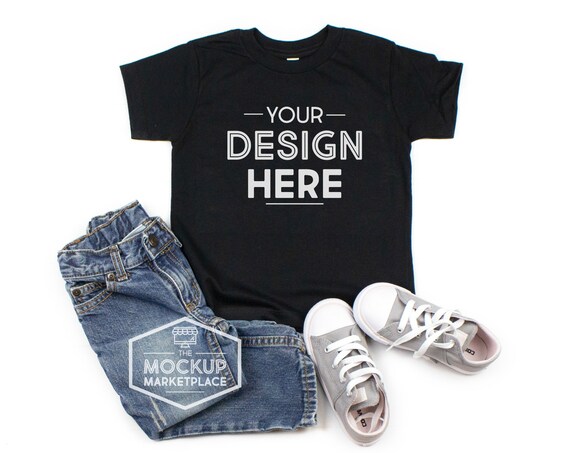 Bella Canvas 3001t Black Unisex Toddler T-Shirt Mockup
