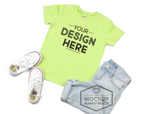 Kavio Tee Mockup Lime Green Unisex Crew Neck