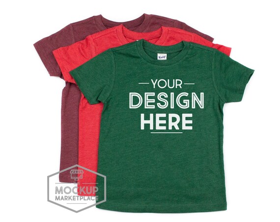 Kavio Tee Mockup Heather Red Dark Green And Wine