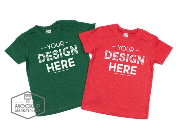 Kavio Tee Mockup Heather Red And Heather Dark Green Kavio Tee Mockup Heather Red And Heather Dark Green