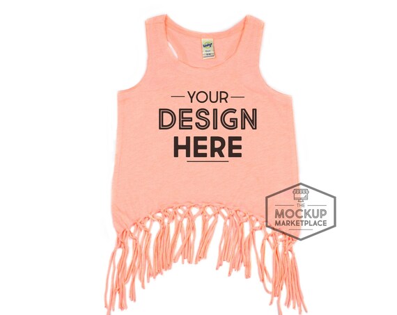 Kavio Scoop Neck Macrame Fringe Tank Mockup Flamingo