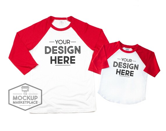 Adult And Child Red Raglan Set Mockup Mommy Adult And Child Red Raglan Set Mockup Mommy