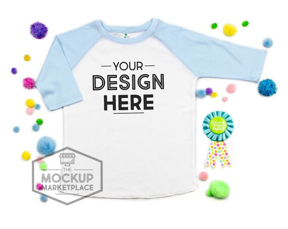 Laughing Giraffe Blue Raglan Easter Mockup Sublimation Raglan