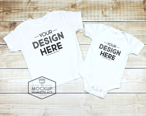 White Toddler Shirt And Bodysuit Mockup Bella Canvas